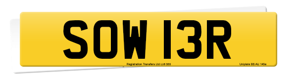 Registration number SOW 13R